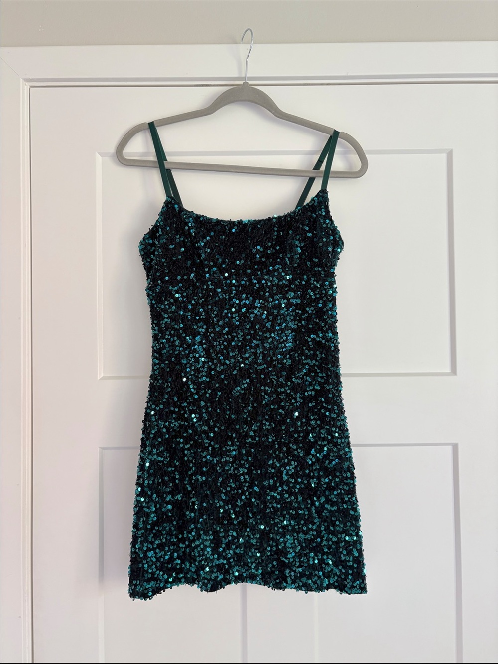 Teal Sequin Mini Dress • Size Small